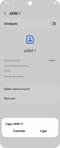 Para ativar o cartão SIM, prima Ligar.