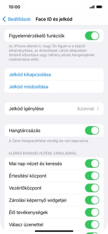 Válaszd a Jelkód kikapcsolása lehetőséget, és írd be a képernyőzárkódot.