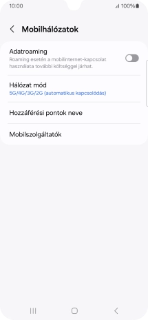 Kattints az „Adatroaming” melletti csúszkára a funkció be- vagy kikapcsolásához.