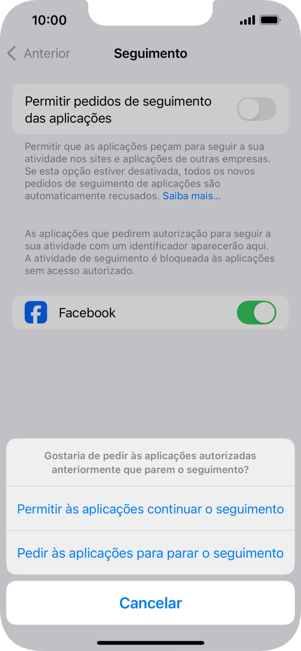 Se desativar a função, prima a definição pretendida.