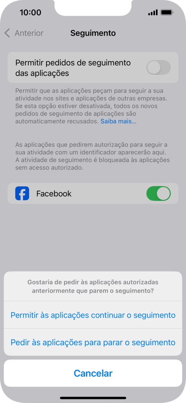 Se desativar a função, prima a definição pretendida.