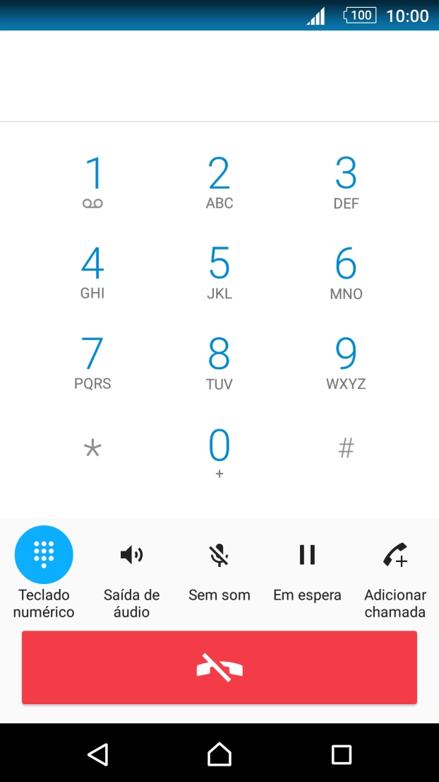 Prima o ícone para terminar a chamada.
