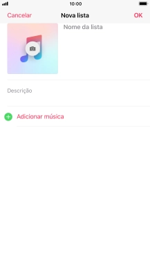 Prima o campo de escrita e introduza o nome da lista de reprodução.