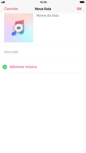 Prima o campo de escrita e introduza o nome da lista de reprodução.