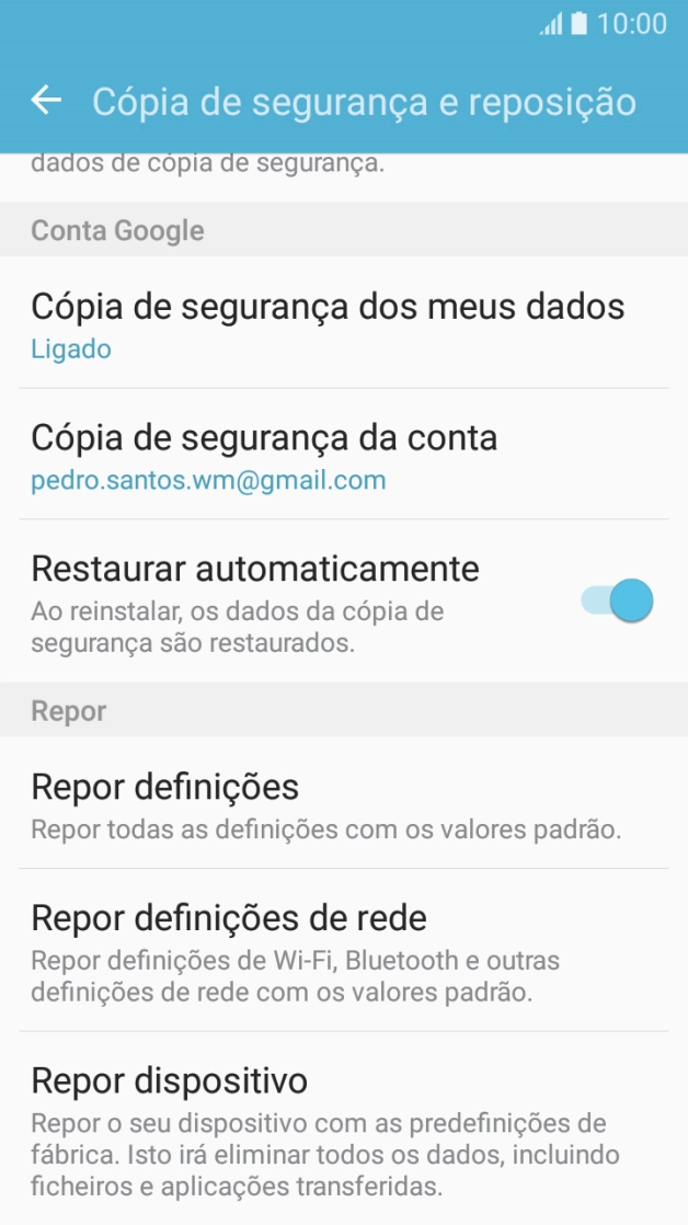 Prima Repor dispositivo.