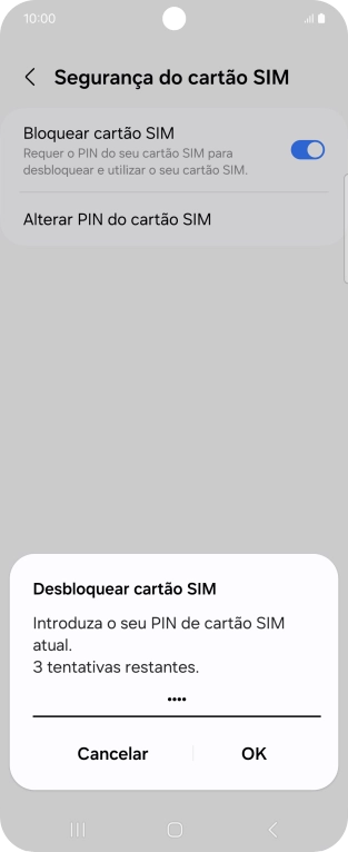Introduza o seu código PIN e prima OK.