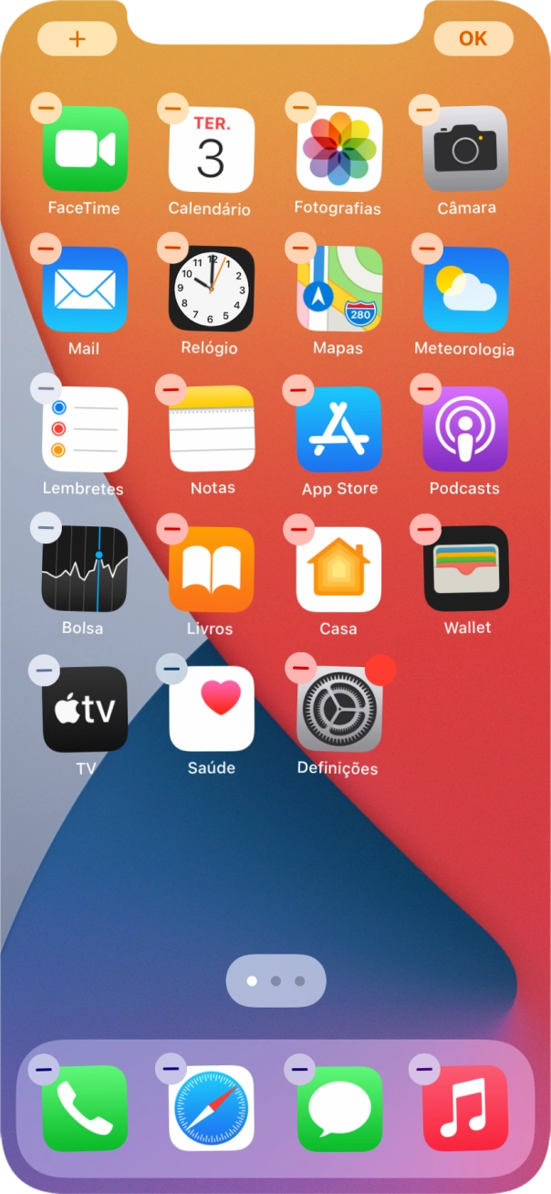 Prima o ícone de páginas do ecrã inicial.