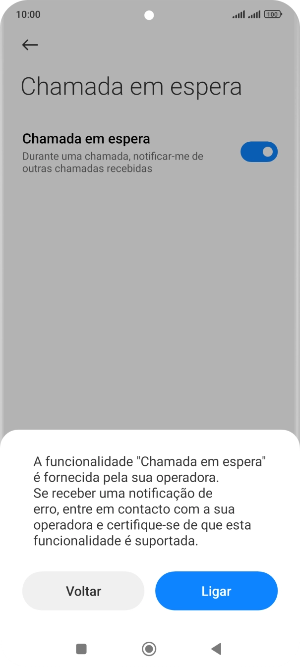 Se ativar a função, prima Ligar.