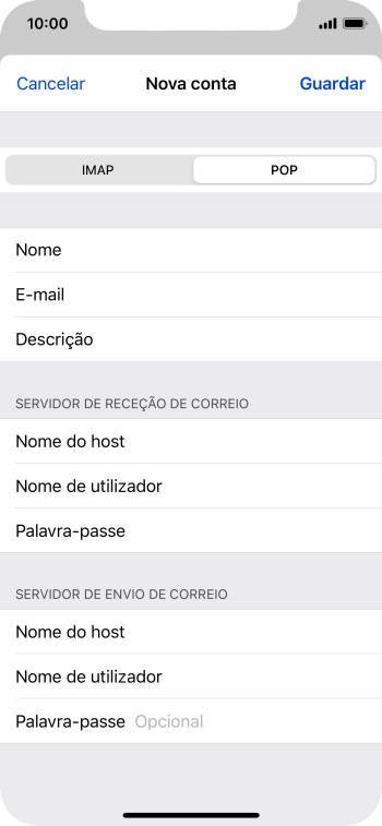Prima Palavra-passe e introduza a password da sua conta de e-mail.