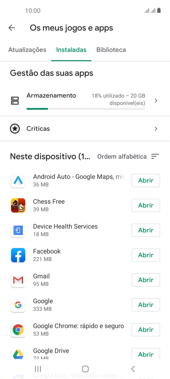 Prima a app pretendida.