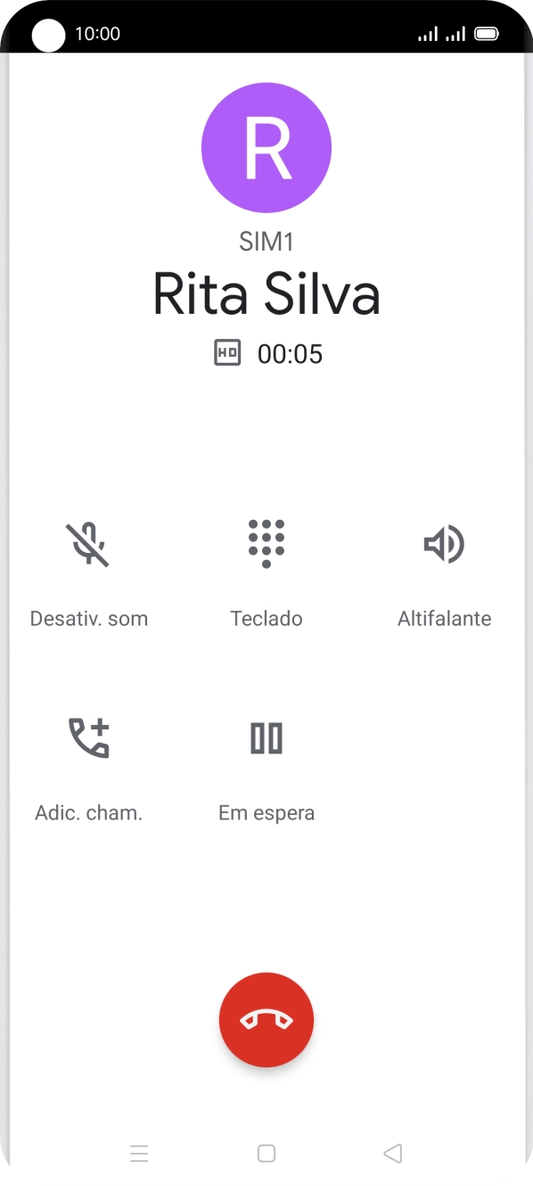 Prima o ícone para terminar a chamada.