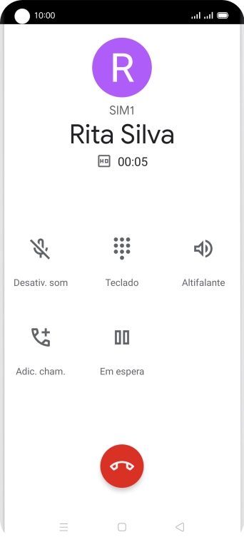 Prima o ícone para terminar a chamada.