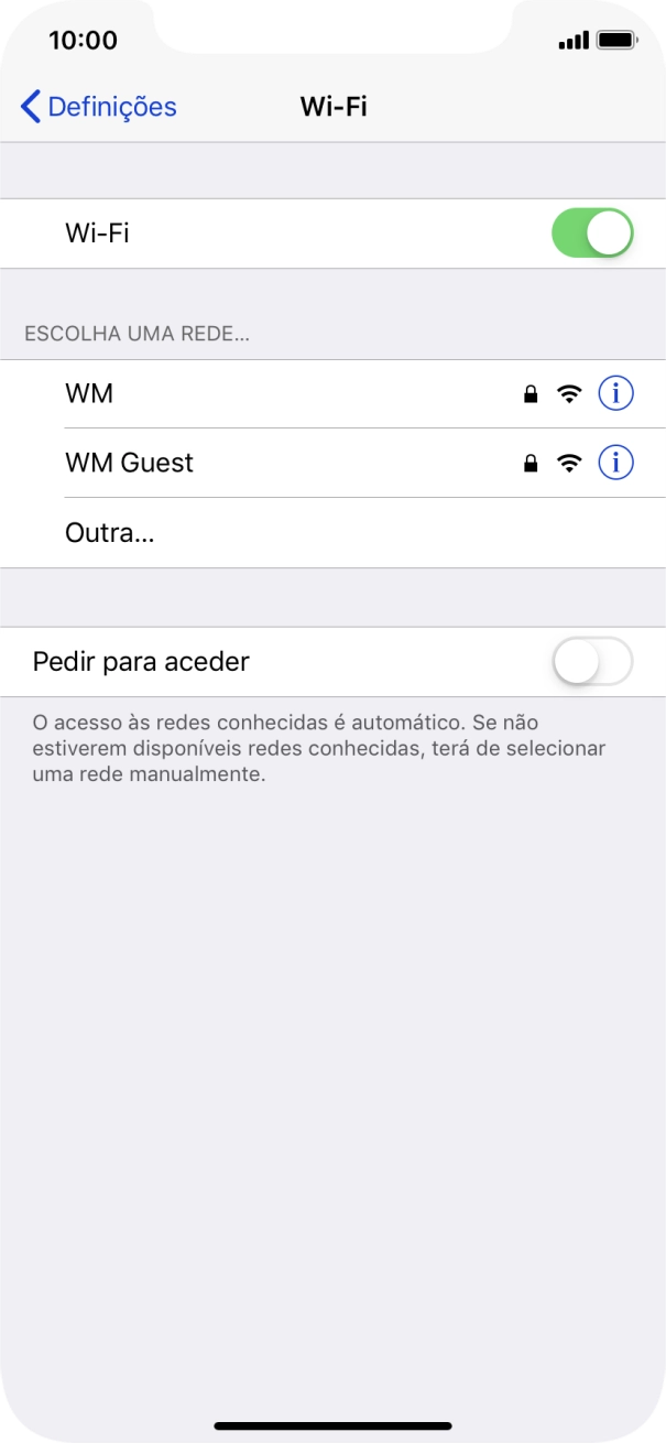Prima a rede Wi-Fi pretendida e introduza a password da rede Wi-Fi.