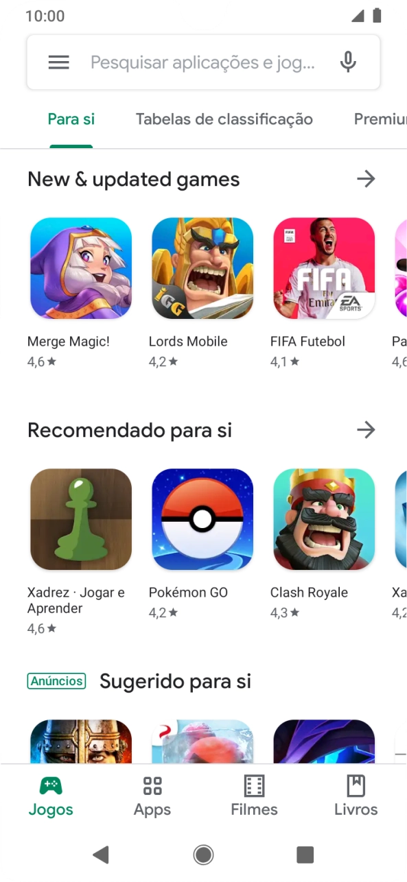 Deslize o dedo sobre o ecrã da esquerda para a direita.