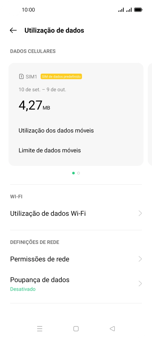 O consumo total de dados é agora mostrado no ecrã.