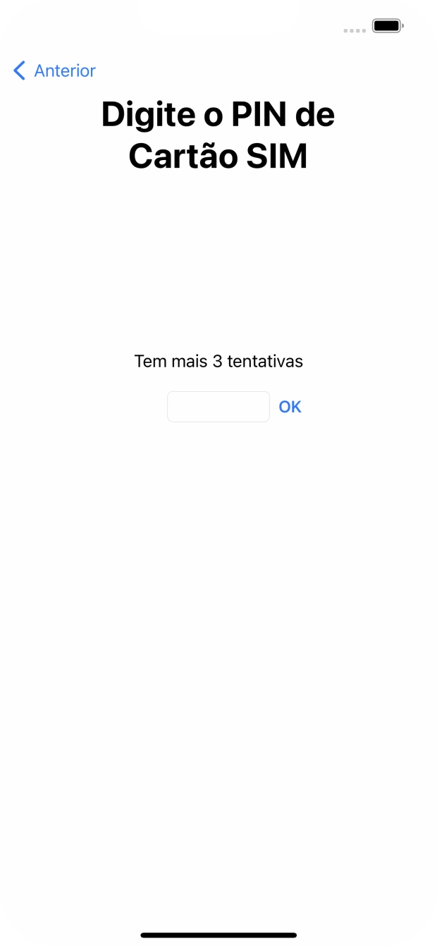 Se o cartão SIM estiver bloqueado, deve introduzir o código PIN e premir OK.