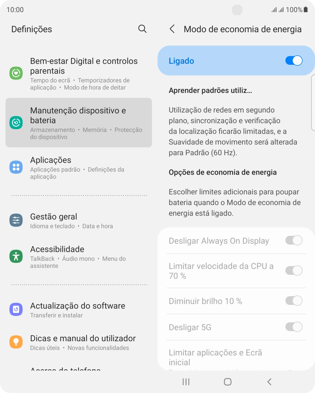 Prima a tecla de início para terminar e voltar ao ecrã inicial.