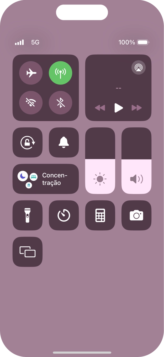 Prima o ícone de perfil para ativar ou desativar o perfil silencioso.