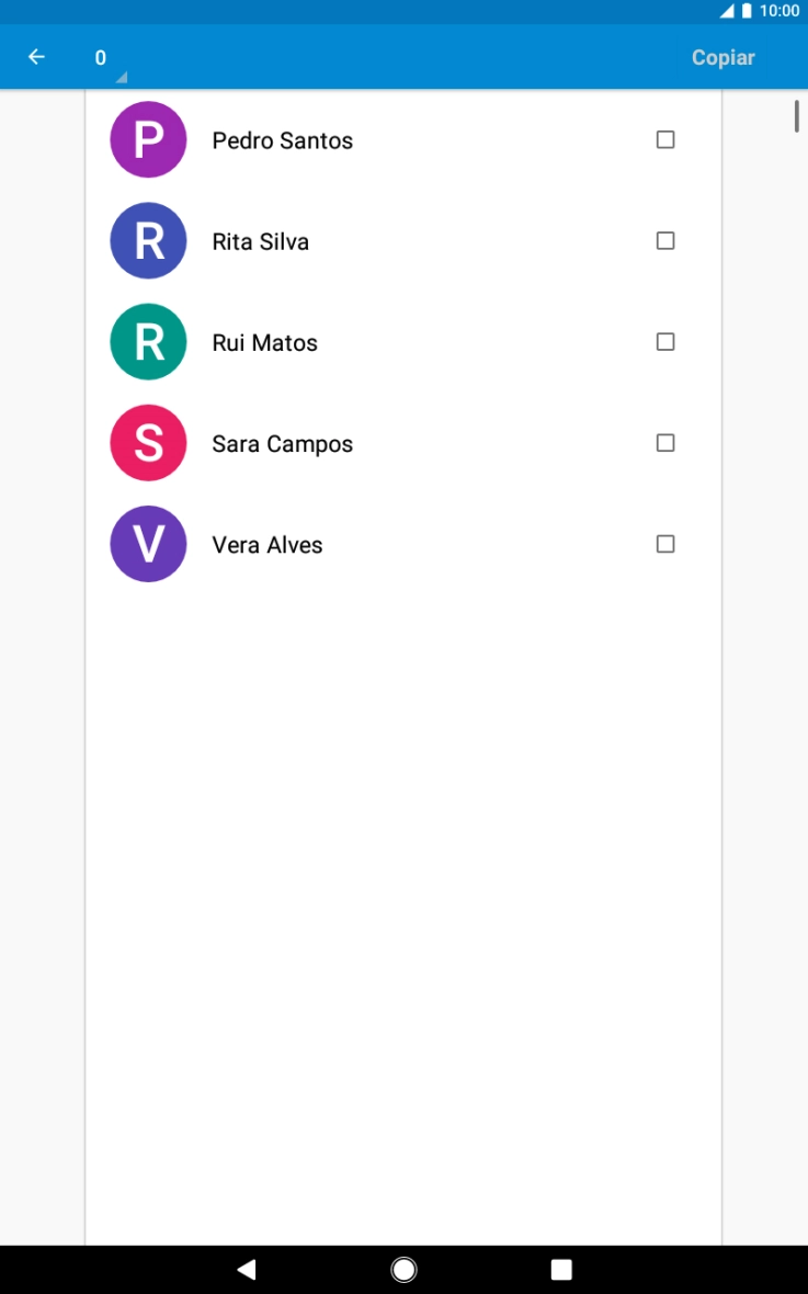 Prima a lista suspensa.