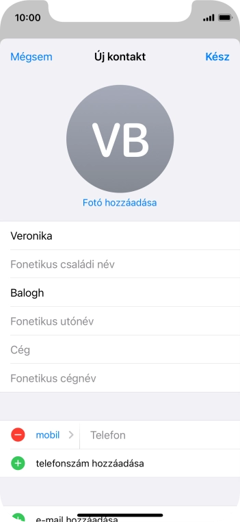 Kattints a Telefon mezőre, és írd be a kívánt telefonszámot.