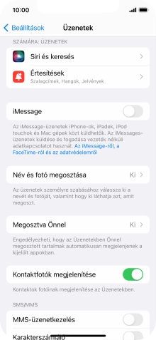 Kattints az „MMS-üzenetkezelés” melletti csúszkára a funkció bekapcsolásához.
