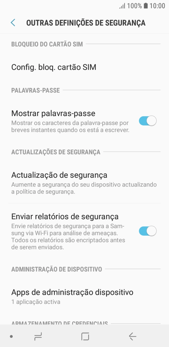 Prima Config. bloq. cartão SIM.