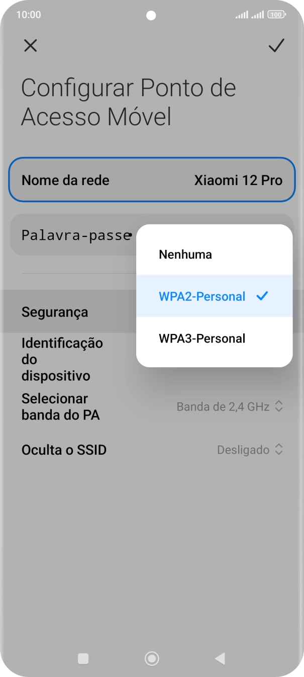 Prima WPA3-Personal para proteger o hotspot Wi-Fi com uma password.