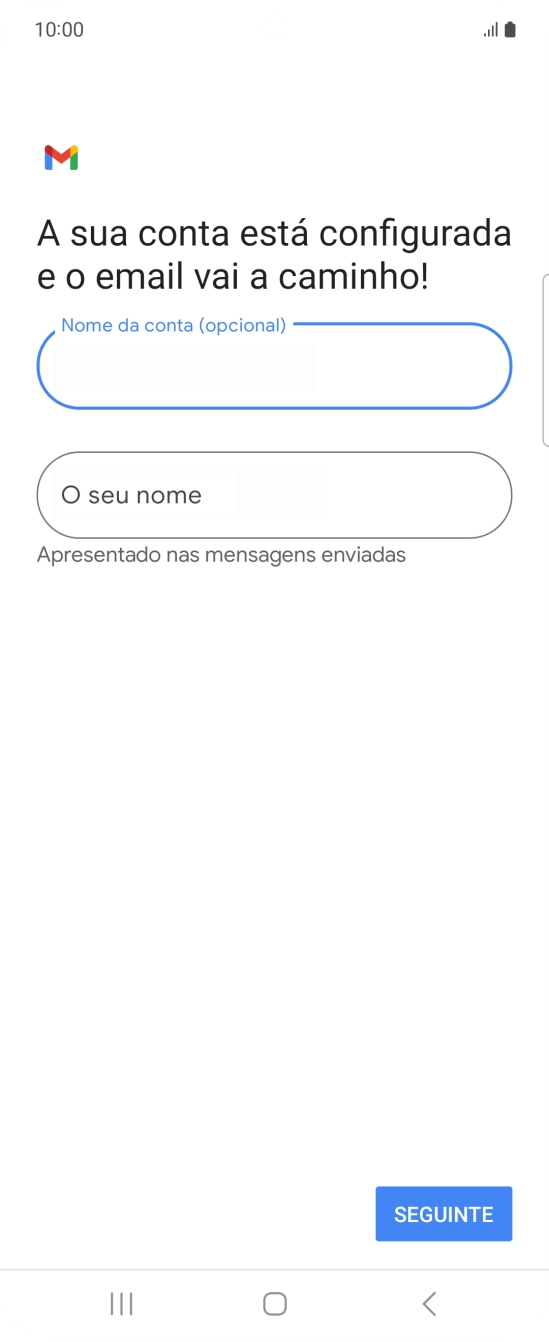 Prima O seu nome e introduza o nome do remetente pretendido.