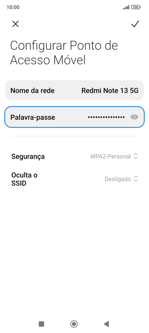 Prima Nome da rede, e introduza o nome pretendido do hotspot Wi-Fi.