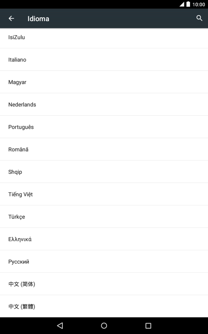 Prima o idioma pretendido.