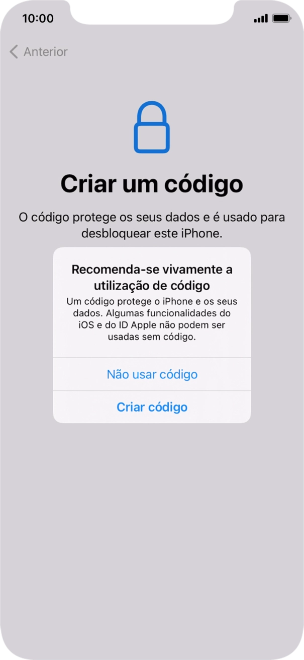 Se desativar a função, prima Não usar código.