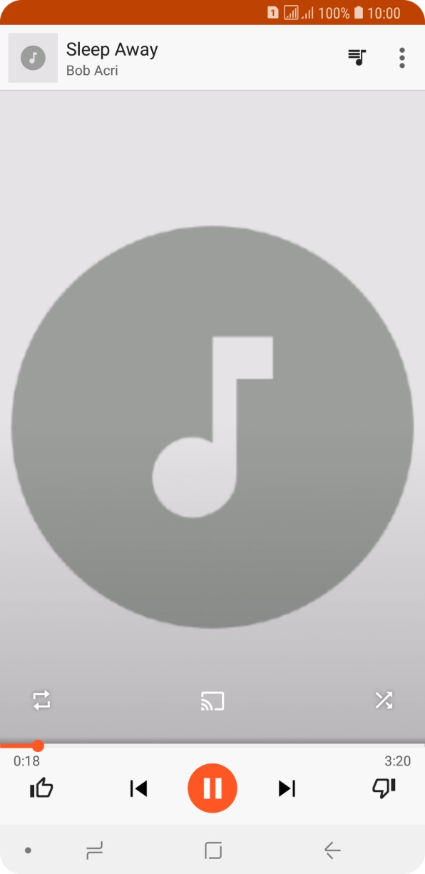 Prima a seta para a direita para ir para o ficheiro de música seguinte.