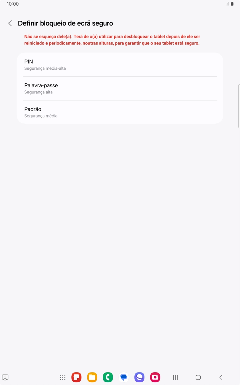 Prima o código de bloqueio pretendido e siga as indicações no ecrã para estabelecer um código de bloqueio adicional.