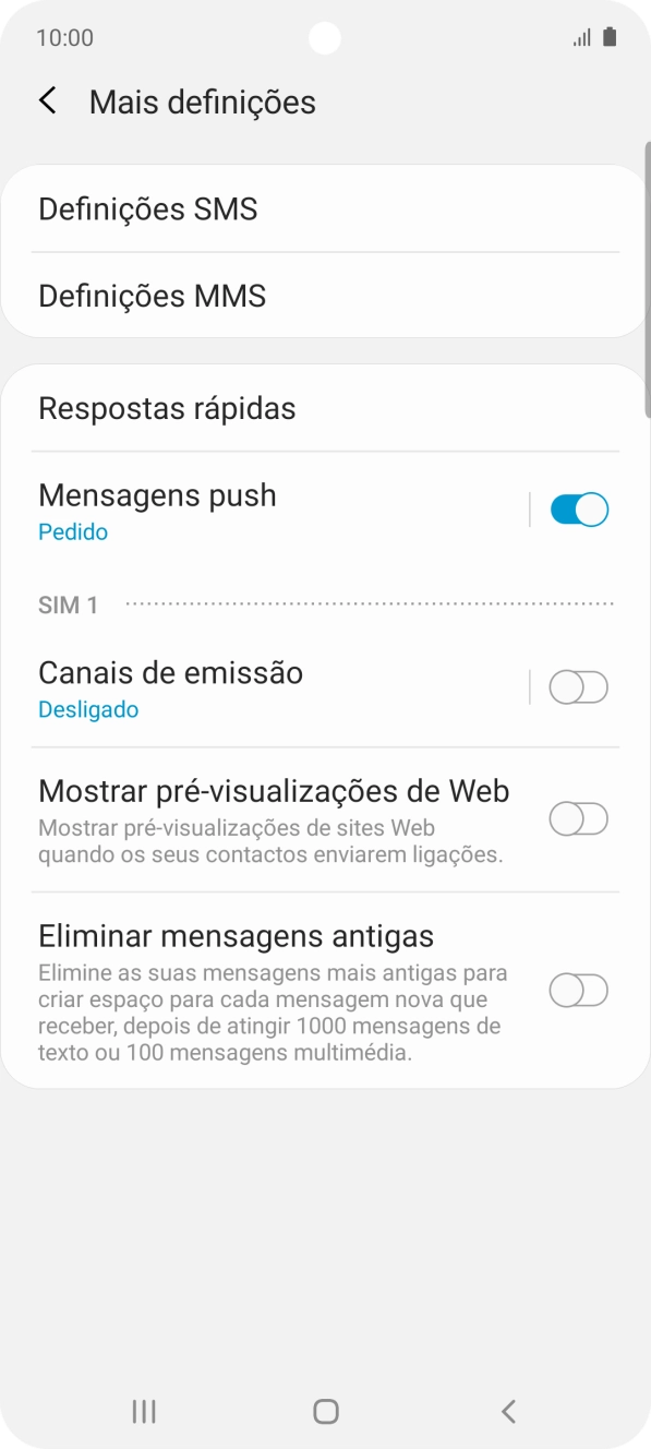 Prima Definições SMS.