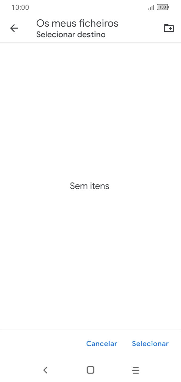 Se quiser criar uma nova pasta, prima o ícone de nova pasta e siga as indicações no ecrã para criar uma nova pasta.