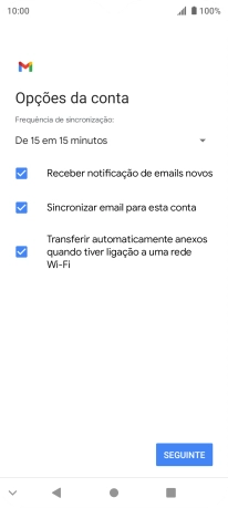 Se o ecrã mostrar esta imagem, a sua conta foi identificada e configurada automaticamente. Siga as indicações no ecrã para introduzir informações adicionais e concluir a configuração.