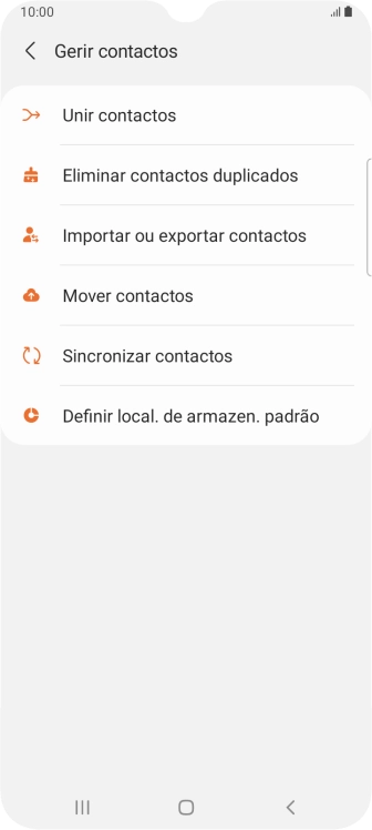 Prima Importar ou exportar contactos.