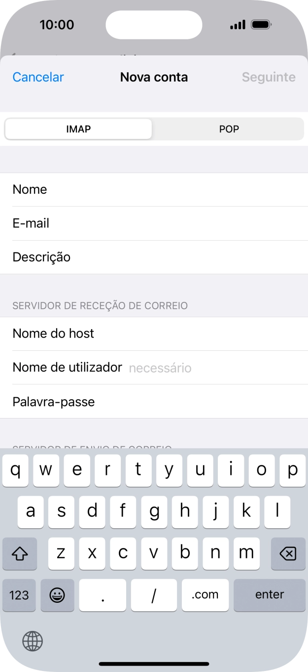 Prima Nome de utilizador e introduza o nome de utilizador da sua conta de e-mail na Vodafone.