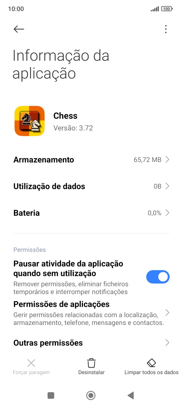 Prima a tecla de início para terminar e voltar ao ecrã inicial.