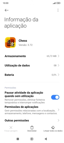 Prima a tecla de início para terminar e voltar ao ecrã inicial.