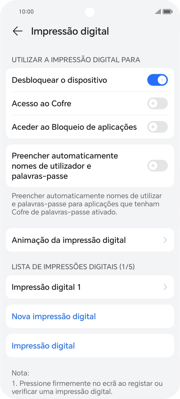Prima os indicadores junto às definições pretendidas para as ativar ou desativar.