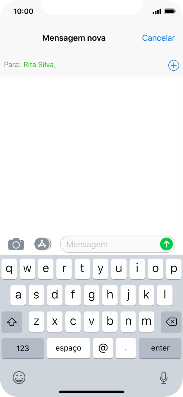 Prima o campo de escrita e escreva o texto da sua mensagem curta.