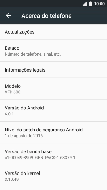 Prima Actualizações. Se existir uma nova versão de software disponível, será agora indicado no ecrã. 
Siga as indicações no ecrã para atualizar o software do telefone.
