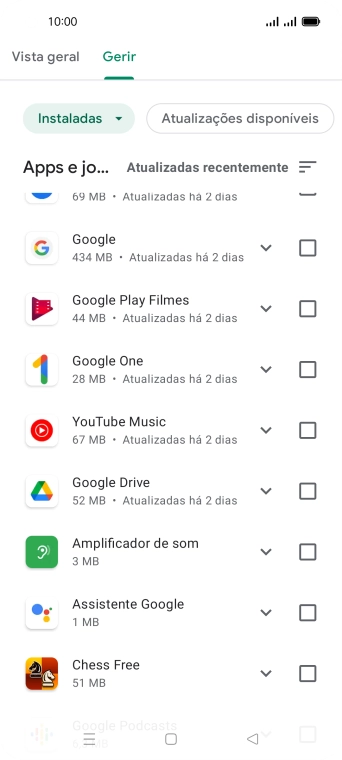 Prima a app pretendida.