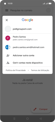 Prima a conta de e-mail pretendida.