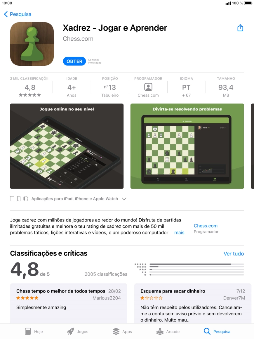 Prima OBTER e siga as indicações no ecrã para instalar a app.