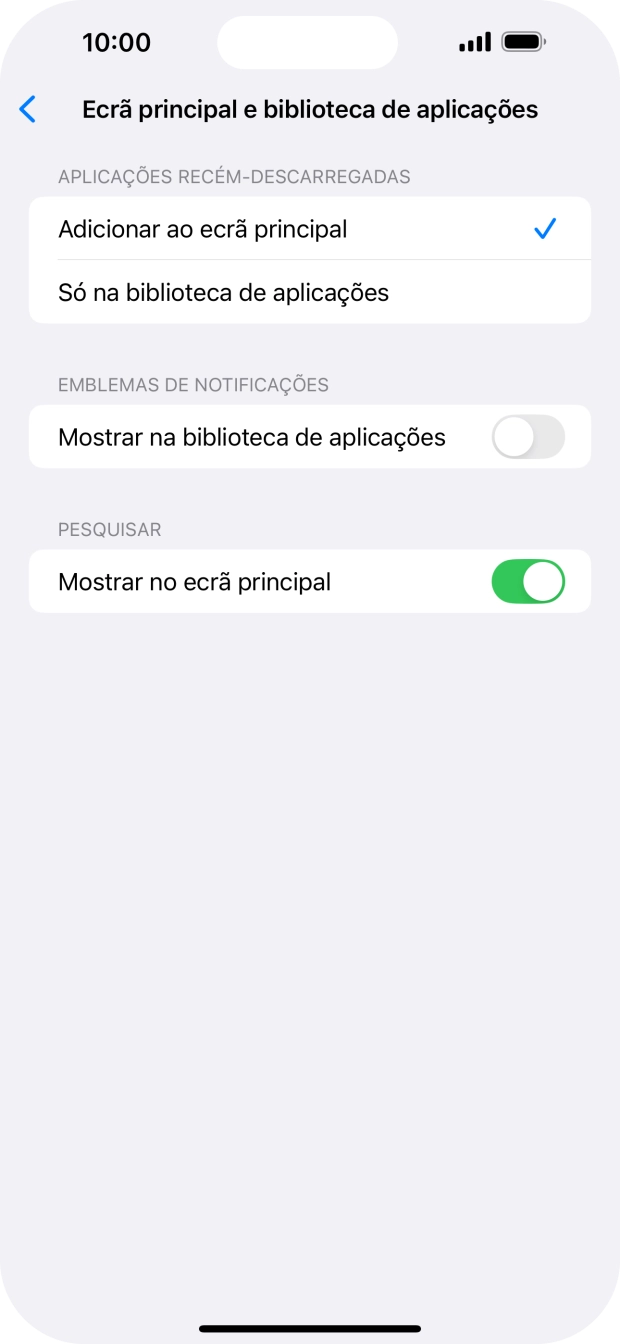 Para adicionar apps recém descarregadas ao ecrã inicial e à biblioteca de apps, deve premir Adicionar ao ecrã principal.