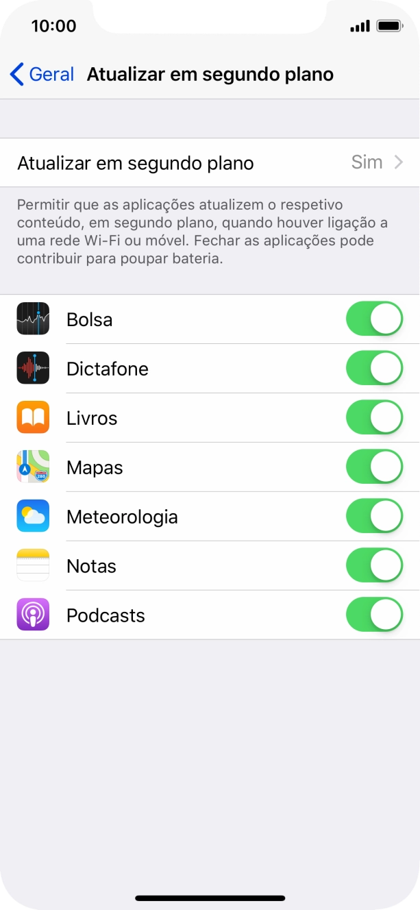 Prima Atualizar em segundo plano.