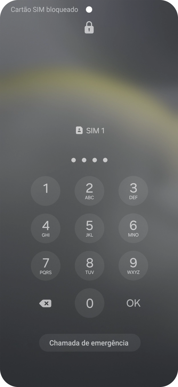 Se o cartão SIM estiver bloqueado, deve introduzir o código PIN e premir OK.