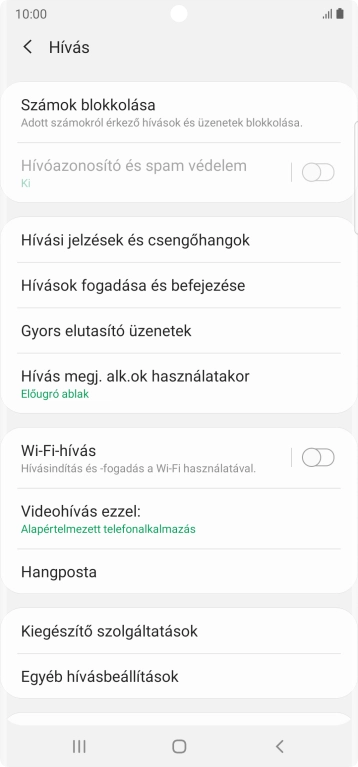 Válaszd a Kiegészítő szolgáltatások lehetőséget.
